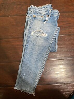 Zara Light Blue Distressed Skinny Jeans